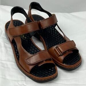 Rieker Women’s Size 38 (US 7) Tan Melanie Leather Strap Comfort Sandals Shoes